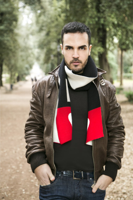 Edoardo Alaimo leather jacket and streetstyle outfit Villa Borghese4