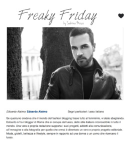 <!--:it-->Edoardo Alaimo sul blog Freaky Friday di Sabrina Musco<!--:-->